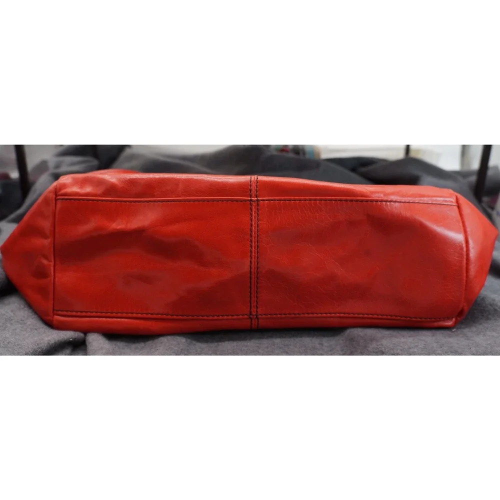 HOBO Sheila Large Satchel Crossbody Shoulder Bag Red Polished Leather Carryall - Picture 12 of 15